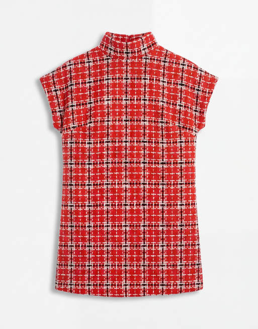 ASOS DESIGN miniklänning med hög polokrage i röd bouclé, 5 av 7