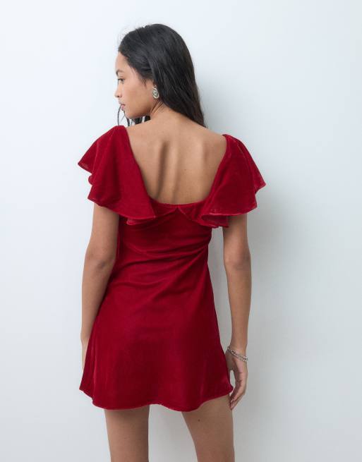 ASOS DESIGN Minikleid aus Samt mit U-Ausschnitt, 5 von 5
