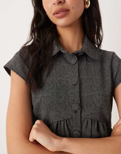 ASOS DESIGN – Minikleid in Grau mit Kragen, 3 von 4