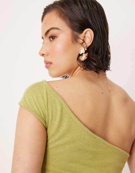 ASOS DESIGN – Minikleid in Grün mit One-Shoulder-Träger, 2 von 4