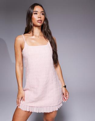 ASOS DESIGN - Minikleid in Hellrosa mit weichem Rüschensaum