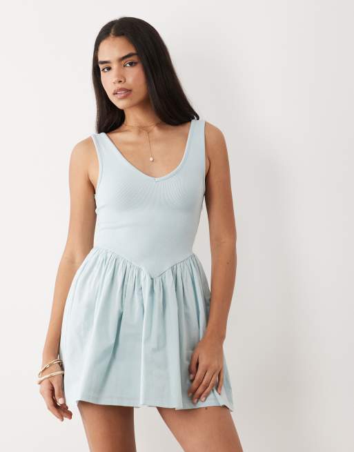 ASOS DESIGN – Minikleid in Pastellblau mit Korsett-Taille, 2 von 4