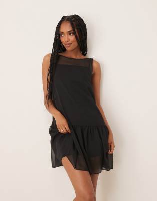 ASOS DESIGN - Minikleid in Schwarz mit tiefer Taille