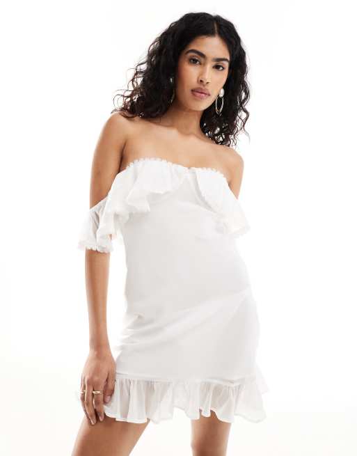 Asos white bardot dress clearance