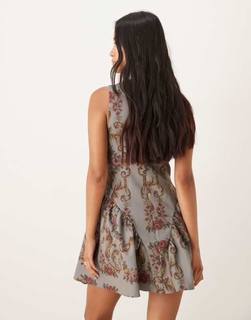 ASOS DESIGN – Minikleid mit Korsettdetail und floralem Gobelin-Muster, 3 von 4