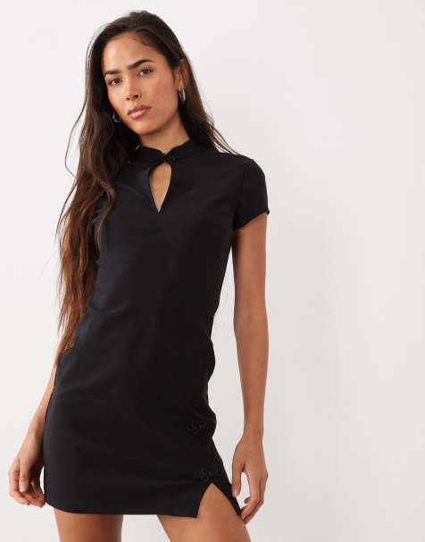 ASOS DESIGN Minikleid mit Stehkragen in Schwarz - view 1