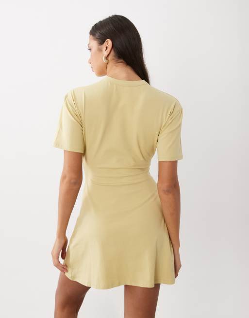 ASOS DESIGN Minikleid mit Taillendetail in Olivgrün, 4 von 4