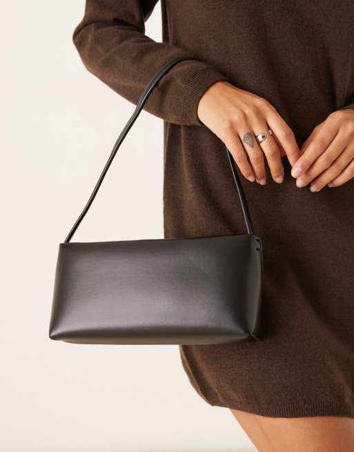 ASOS DESIGN minimal 90s shoulder bag in black, 3 of 4