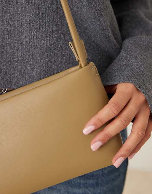 ASOS DESIGN minimal 90s shoulder bag in olive