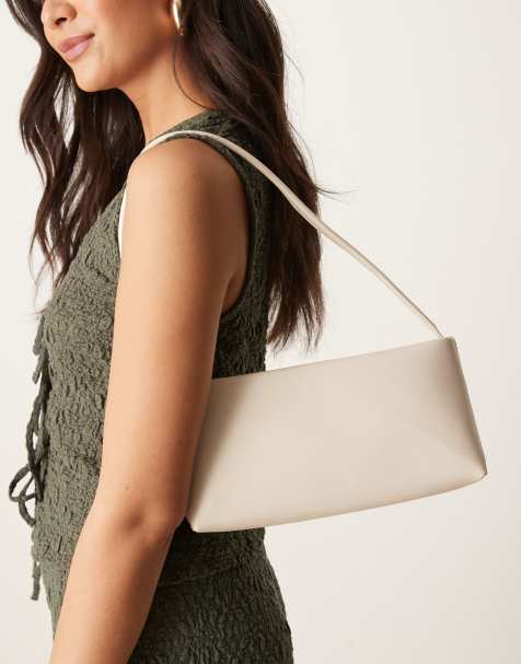 ASOS DESIGN minimal 90s shoulder bag in stone - view 1