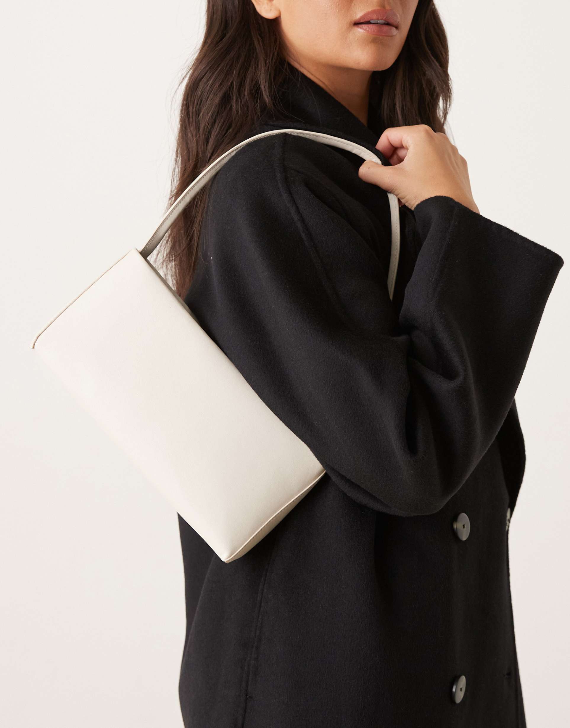 asos design minimal 90s shoulder bag in stone