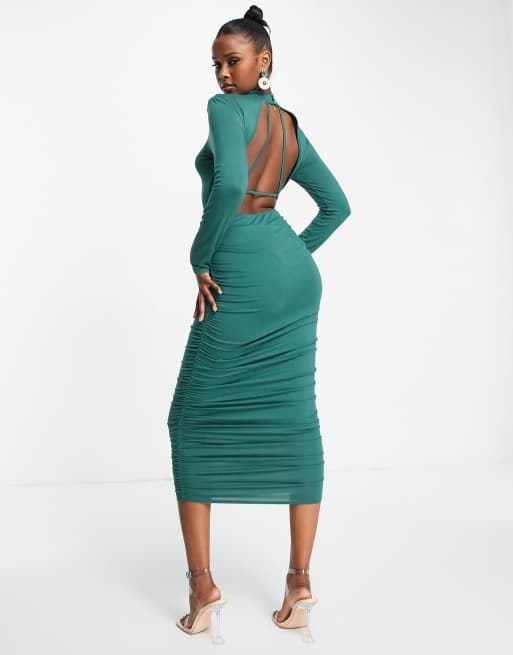 Asos ruched best sale midi dress