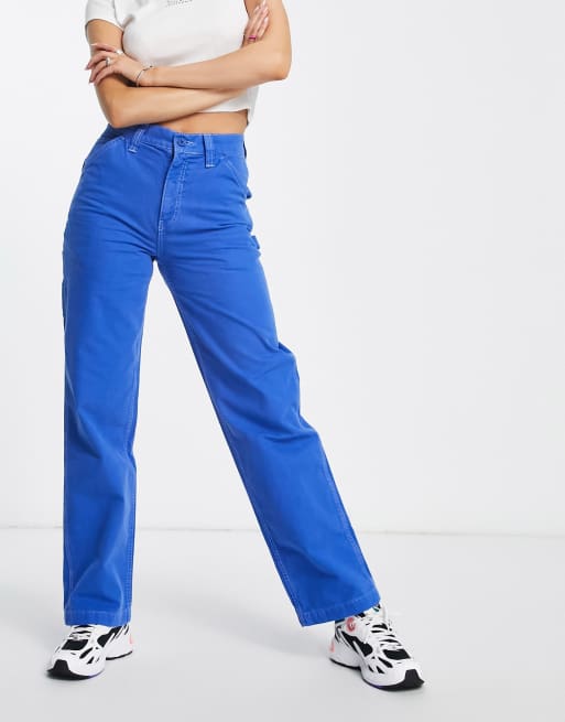 ASOS DESIGN minimal cargo pants in blue