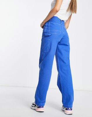ASOS Design Pull on Cargo Pant with Linen in blue-Neutral