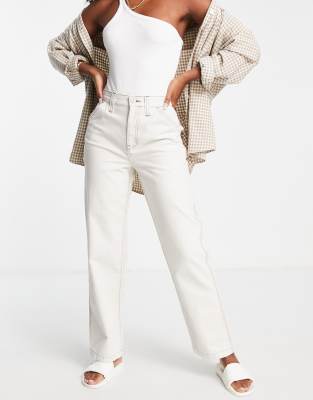 ASOS DESIGN minimal cargo trousers in stone with contrast stitch - ASOS Price Checker