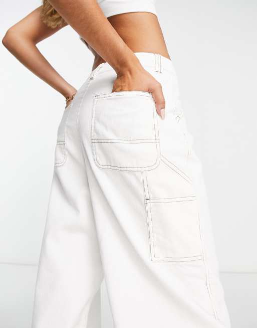 White contrast 2024 stitch pants