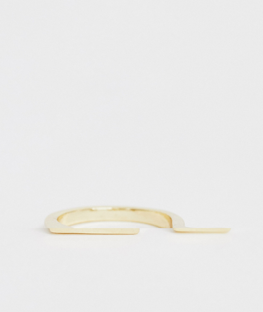 ASOS DESIGN minimal double look ring in gold tone-Silver