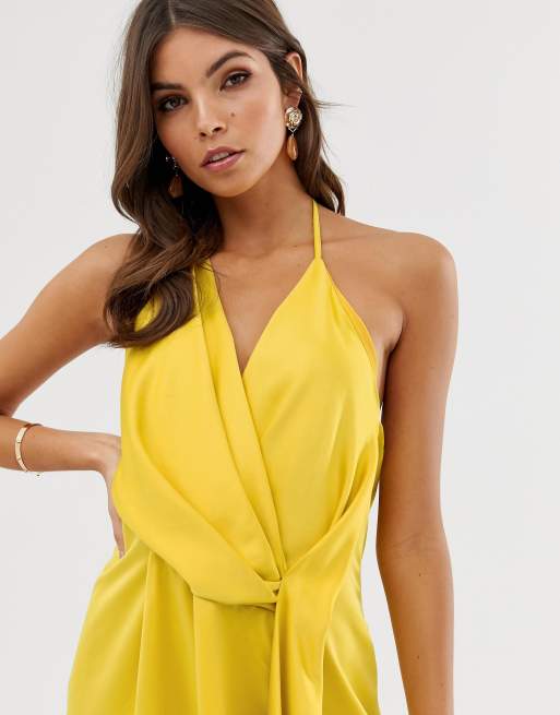 Asos design minimal drape shop midi dress in satin