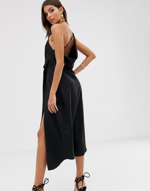 Asos design minimal drape midi dress in satin sale