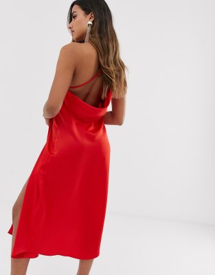 asos red silk dress