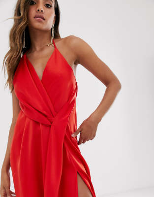 asos red satin dress