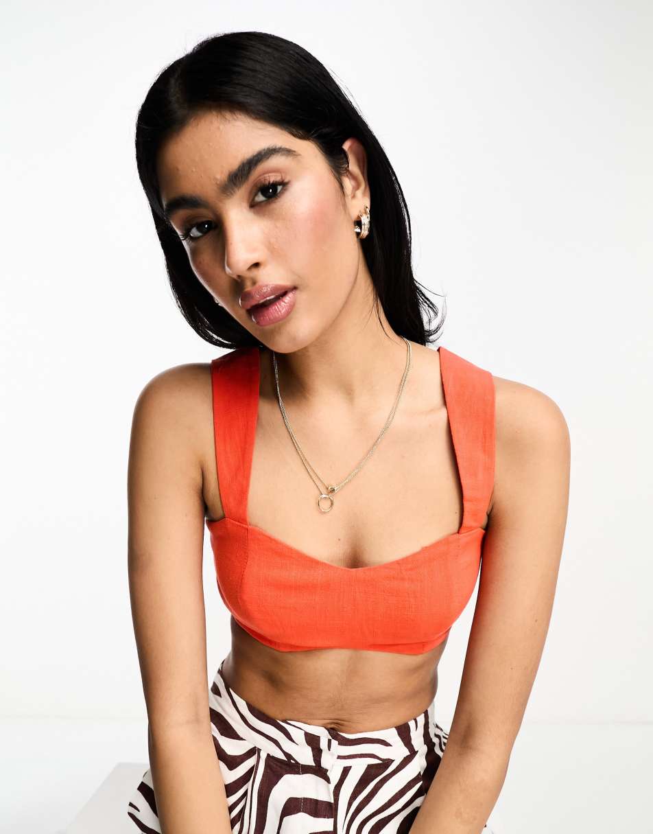 ASOS 90s Milkmaid Mesh Bodysuit With Short Sleeve in Red