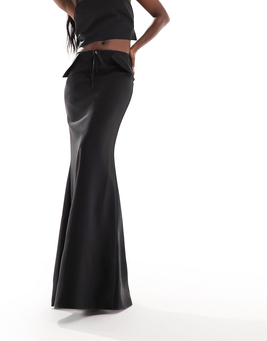 Asos Design Minimal Low Rise Maxi Skirt In Black - Part Of A Set