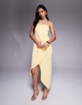 [ASOS DESIGN] ASOS DESIGN minimal midi dress with wrap round body detailing in yellow 16 Yellow