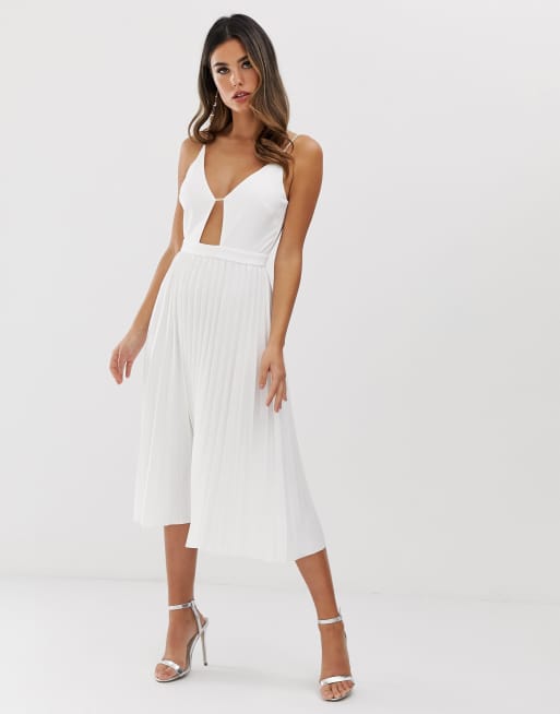 Asos white 2024 pleated dress