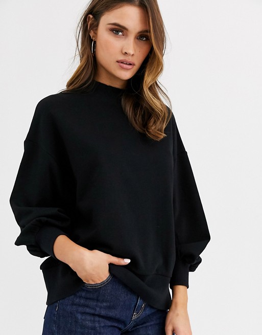 ASOS DESIGN minimal oversized sweat with wide sleeve in black