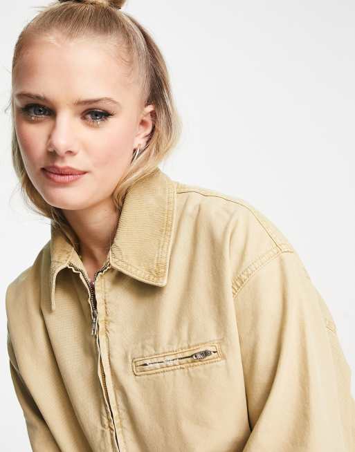 ASOS DESIGN minimal utility jacket in sand co ord