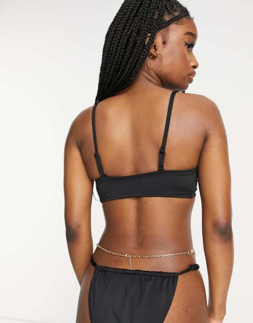 ASOS DESIGN - Minimalistische bikinitop met gladde lus in zwart, 2 van 4