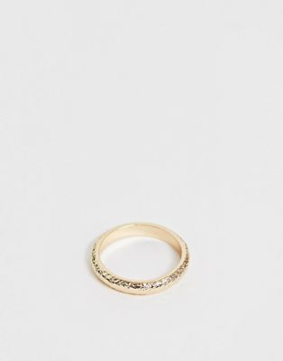 ASOS DESIGN - Minimalistische goudkleurige ring met fijne textuur
