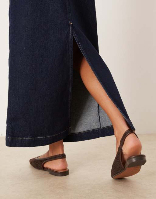 ASOS DESIGN - Minimalistische lange rechte denim rok in rinse wash, 3 van 5