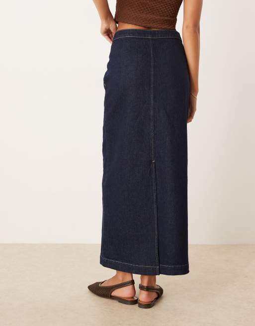 ASOS DESIGN - Minimalistische lange rechte denim rok in rinse wash, 5 van 5
