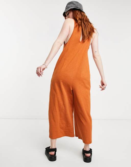 ASOS DESIGN Minimalistischer armelloser Jumpsuit in Rostrot ASOS