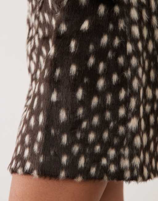 ASOS DESIGN mininederdel med børstet fawn-print, 5 af 5