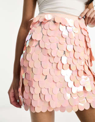 ASOS DESIGN - Minirock in Rosa mit Pailletten