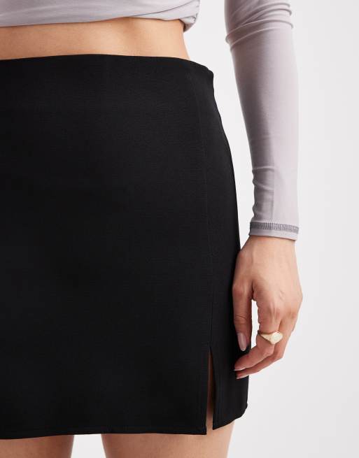ASOS DESIGN – Minirock in Schwarz mit Schlitz vorn, 5 von 5