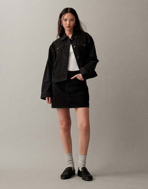 ASOS DESIGN – Minirock in verwaschenem Schwarz mit hohem Bund - view 1