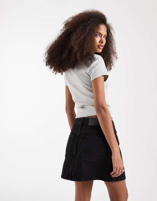 ASOS DESIGN – Minirock in verwaschenem Schwarz mit hohem Bund, 5 von 5
