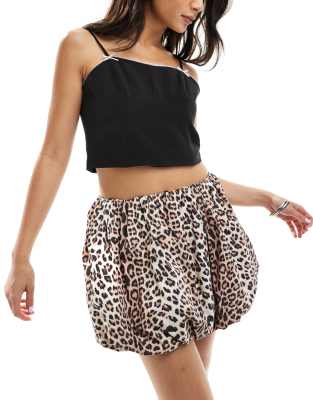 ASOS DESIGN - Minirock mit Ballonsaum und Animal-Print-Bunt