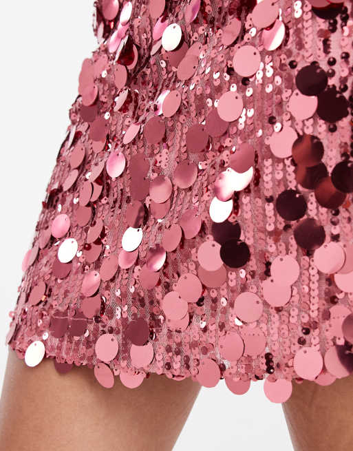 ASOS DESIGN – Minirock mit verschiedenen Pailletten in Rosa, 5 von 5