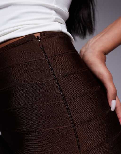 ASOS DESIGN - Minirok met panelen in bandagestijl in chocoladebruin, 4 van 5