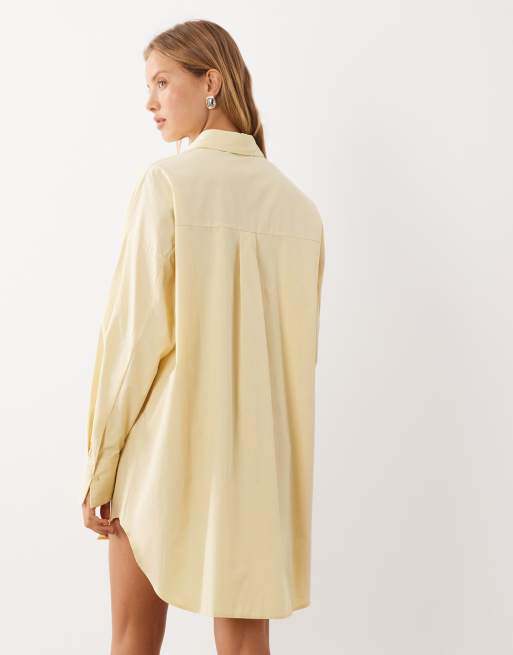 ASOS DESIGN miniskjortklänning med breda manschetter i buttermilk, 4 av 4
