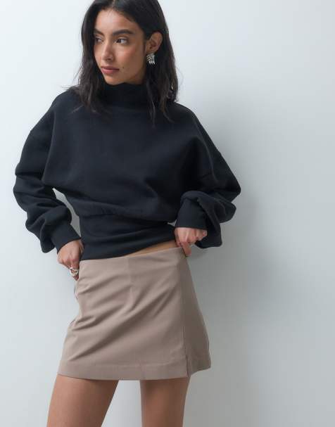 ASOS DESIGN miniskort sartoriale con spacco beige - view 1