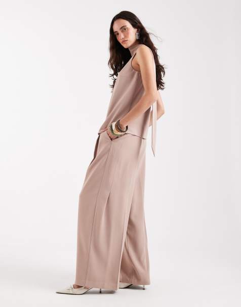 ASOS DESIGN – Minkfärgade, figursydda, slouchy byxor med avslappnad passform - view 1