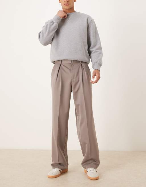 ASOS DESIGN - Minkfarvede elegante bukser med brede ben og plisseringer og bæltedetalje, 2 af 5
