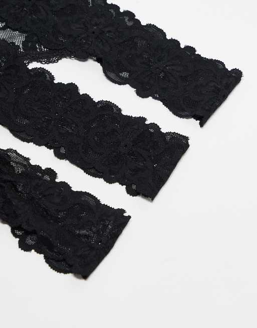 ASOS DESIGN Minnie 3 pack all over lace thong in black, 2 of 3