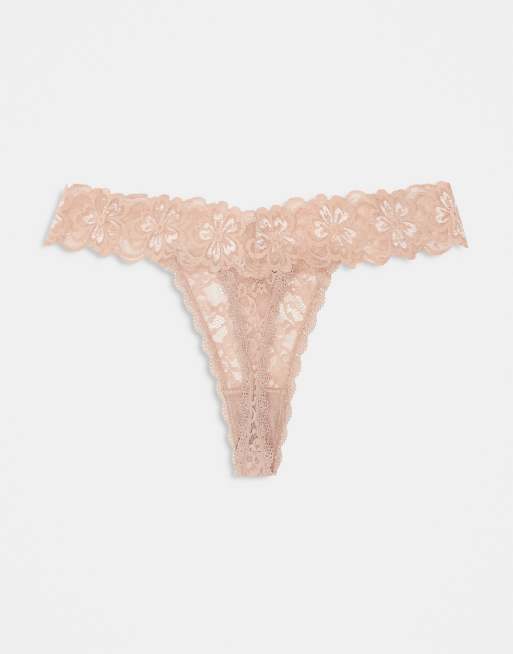 ASOS DESIGN Minnie 3 pack all over lace thong in neutral, 3 of 3